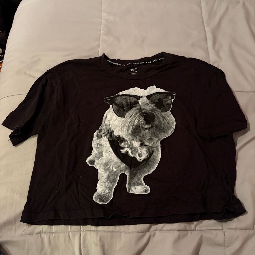 OFFLINE by Aerie Black Sunglasses Dog Graphic Tee